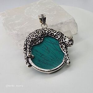 Jaguar Turquoise Handmade Pendant Jewelry Tribal Gift 2.45"